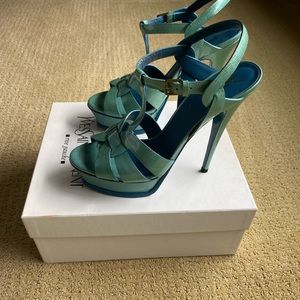 YSL Blue Tribute heels